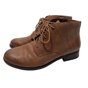 Vionic Country Mira Brown Nubuck Leather Side Zipper Chukka Lace Boots Womens 8